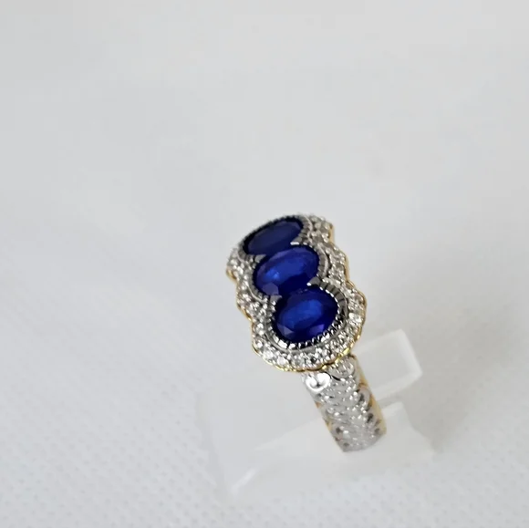 Natural Cobalt Blue Spinel Ring 24k Palladium Sterling Silver Size 8!